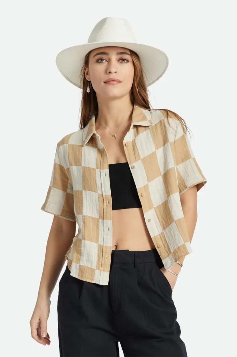 mykonos boxy summer woven sand shirt