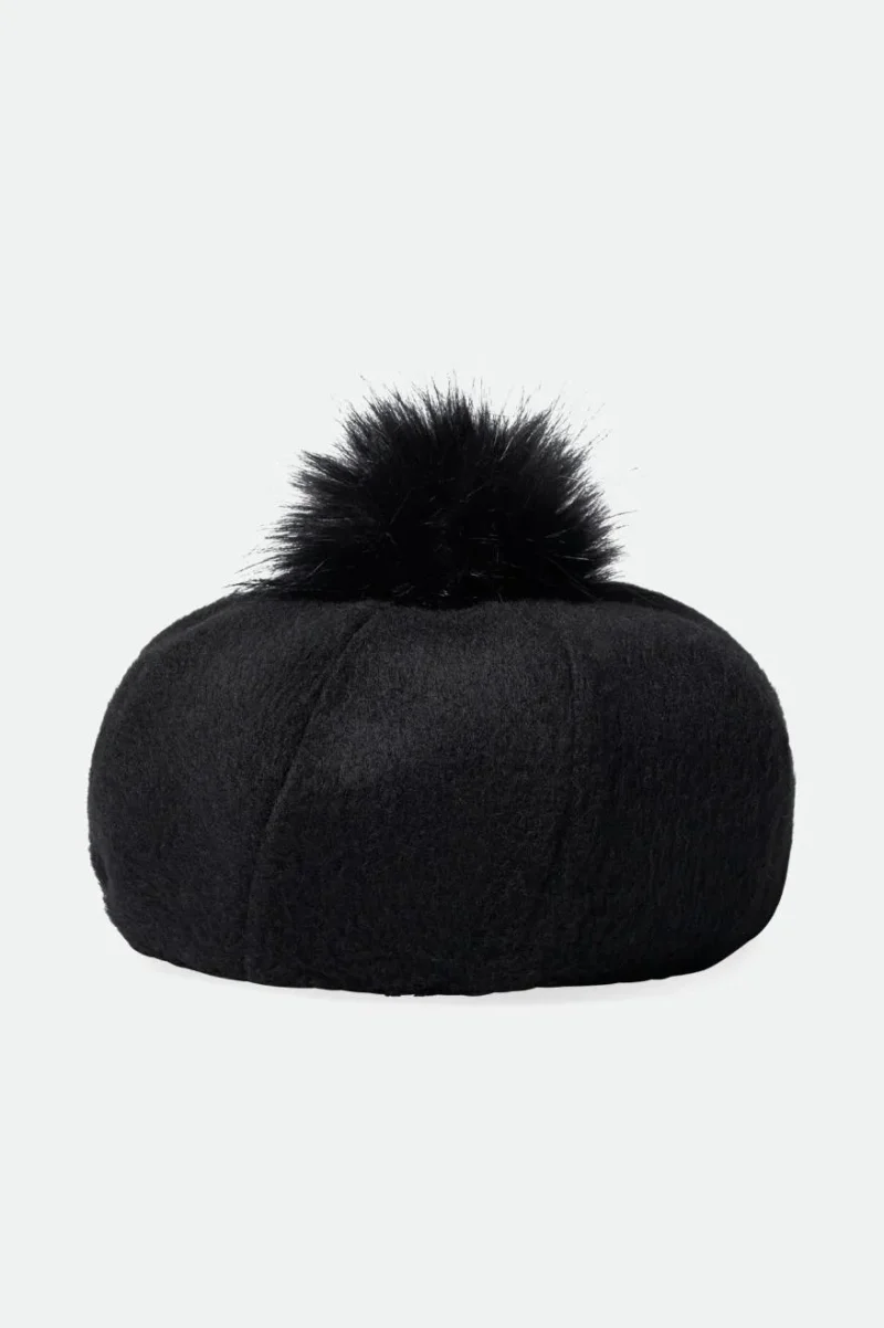 natalie black pom top beret oversized