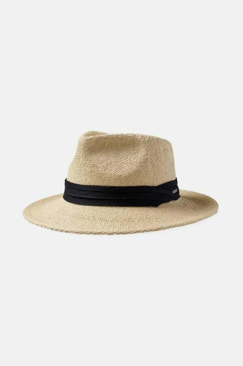 natural black sol straw fedora hat