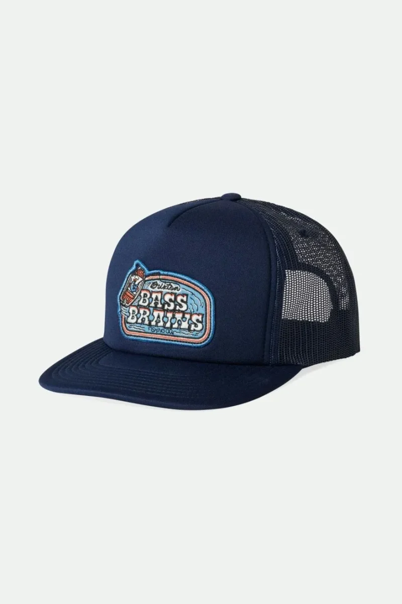 navy bass brains boat mp trucker cap