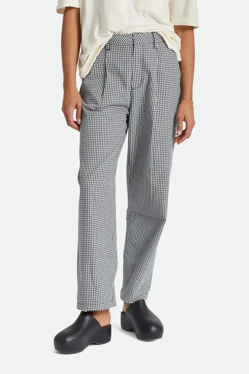 navy gingham washed trouser pant victory fit