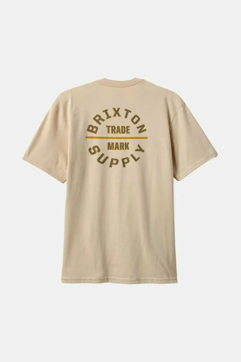 oath v short sleeve standard t shirt cream grey mustard