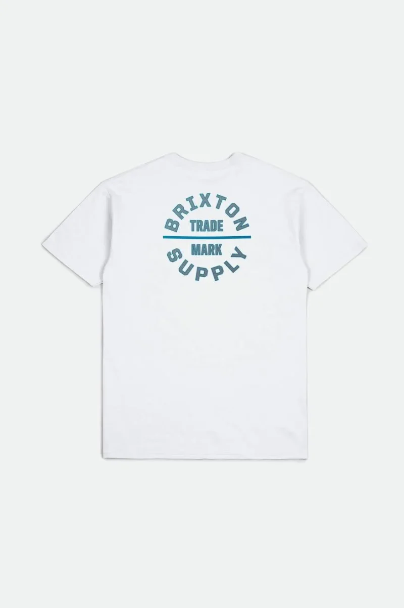 oath v short sleeve tee white green blue danube