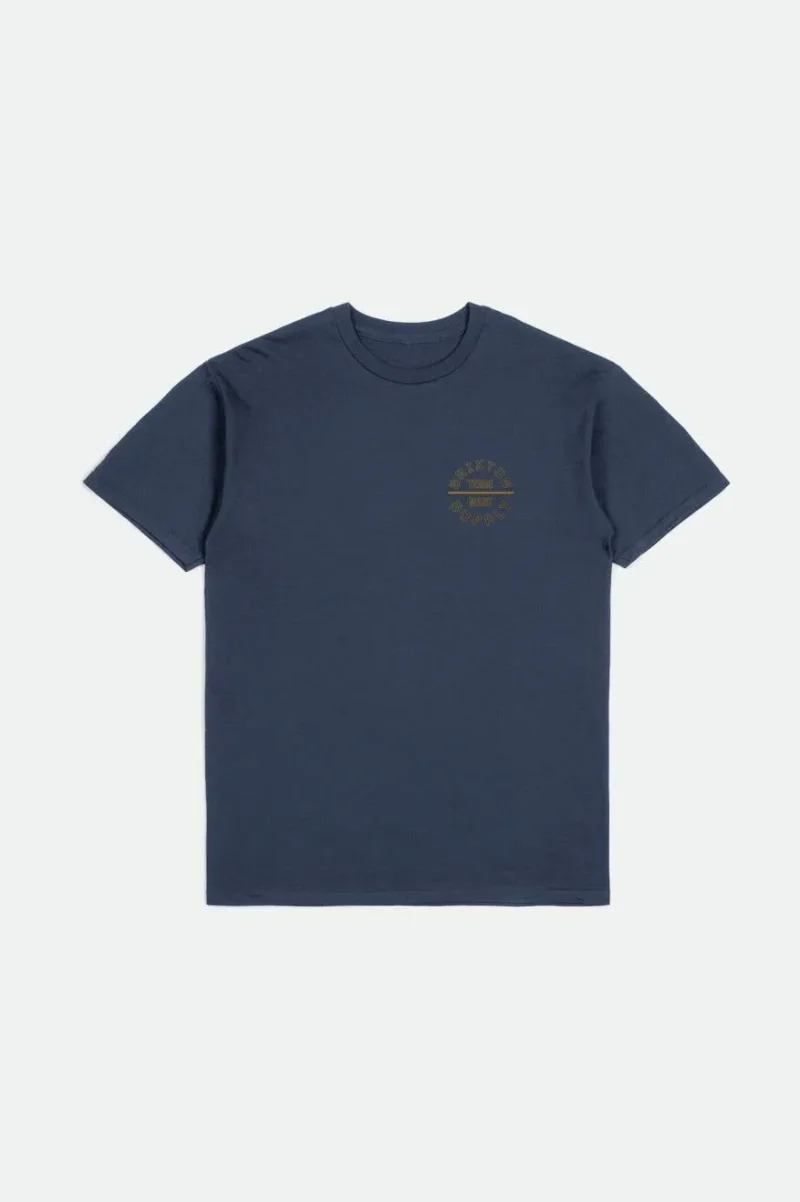 oath v standard short sleeve tee washed navy gold charcoal