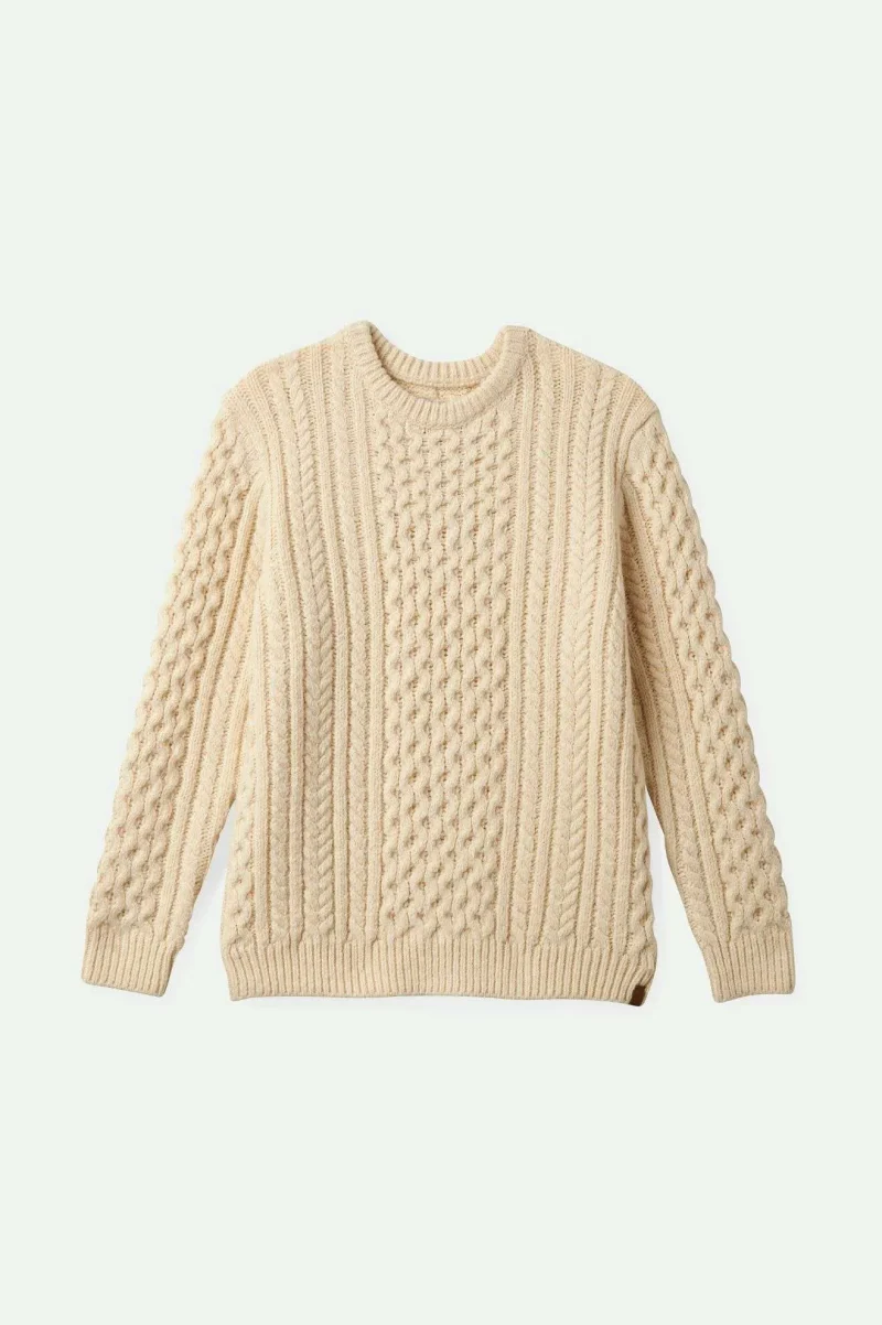 oatmeal cable knit fisherman sweater