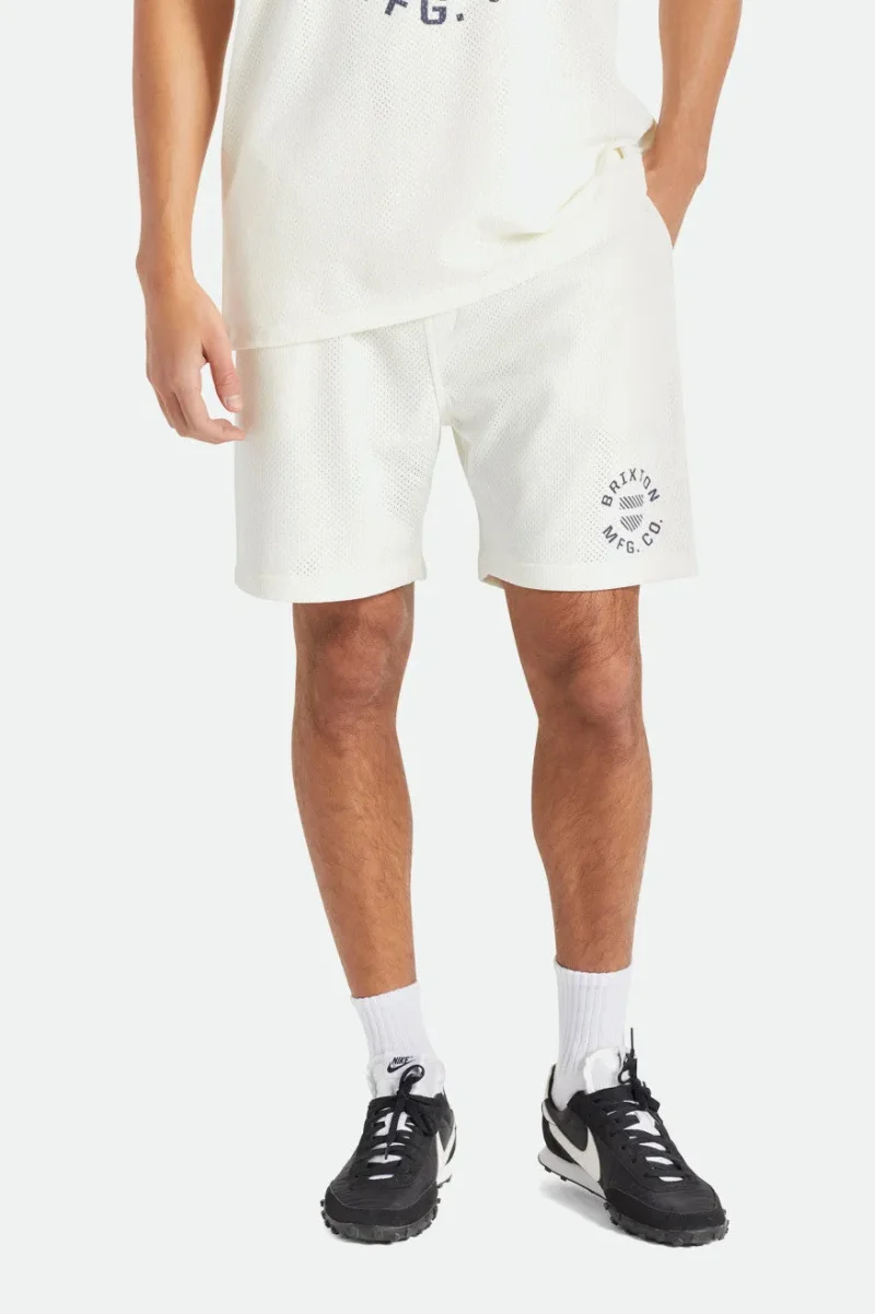 off white mesh shield crest shorts