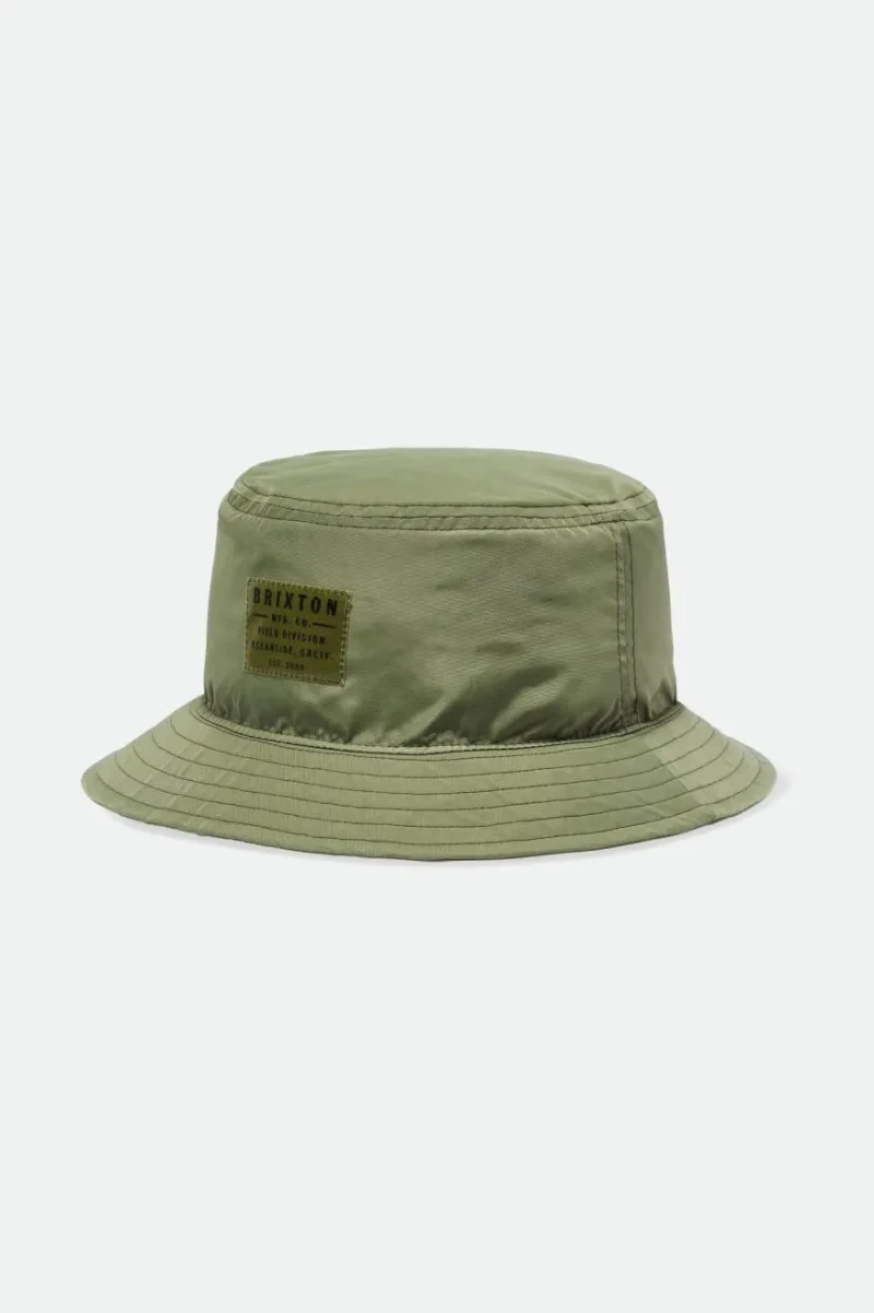 packable olive vintage nylon bucket hat