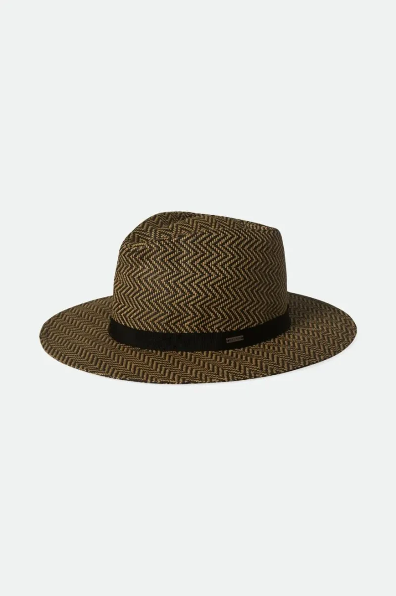 packable straw hat black natural