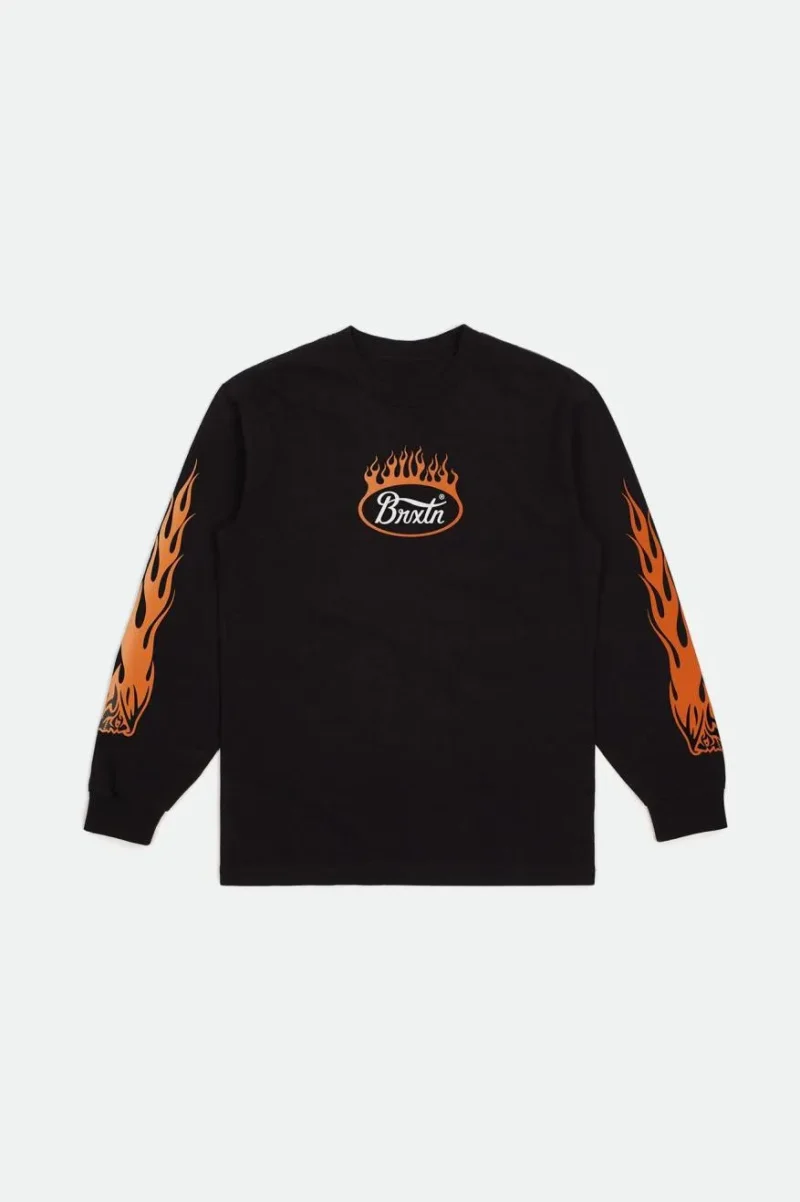 parsons flame long sleeve tee black white orange