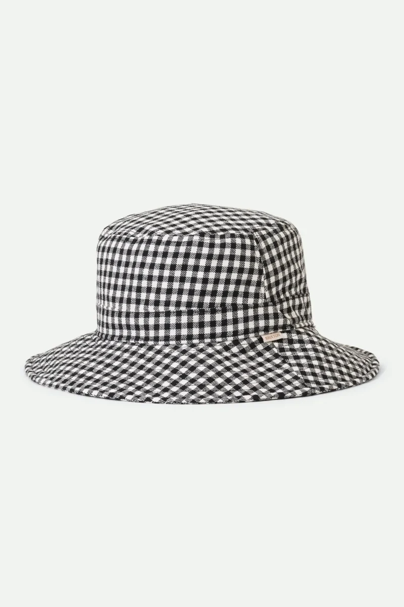 petra black gingham packable bucket hat