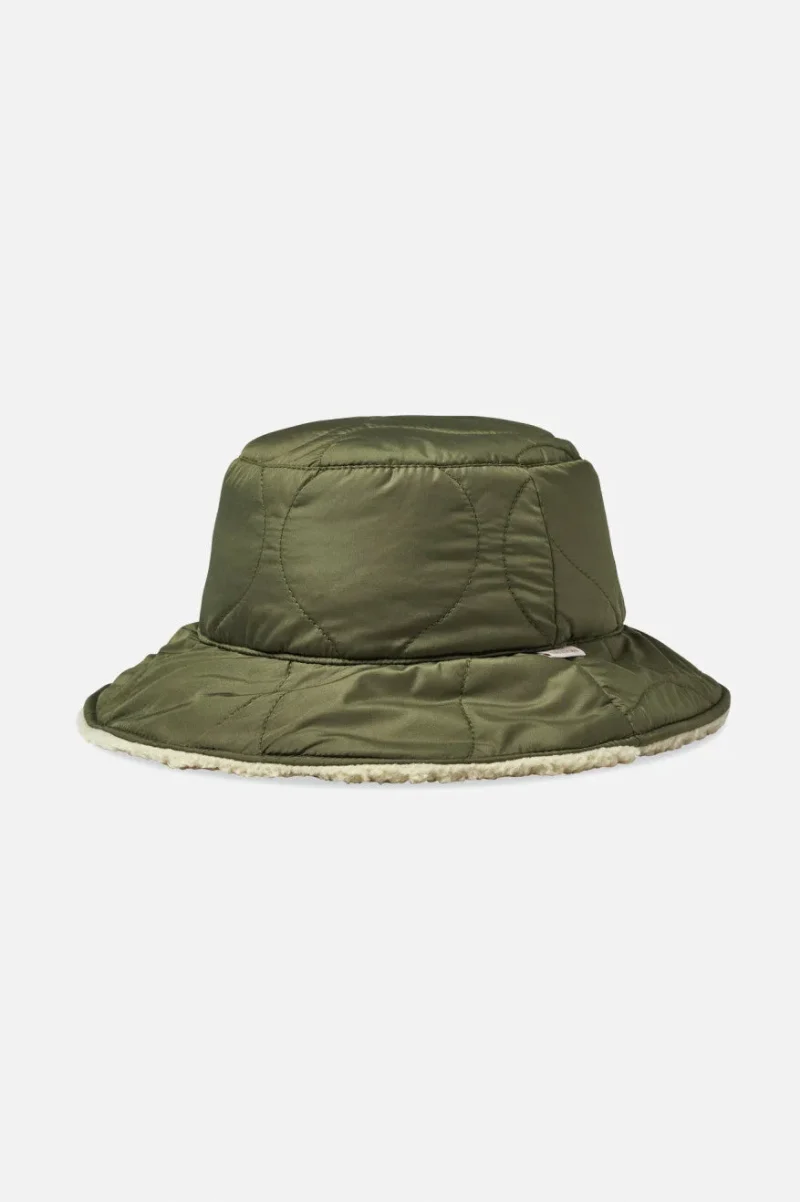 petra reversible bucket hat olive dove sherpa