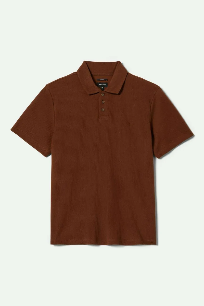 pinecone brown ribbed short sleeve polo shirt