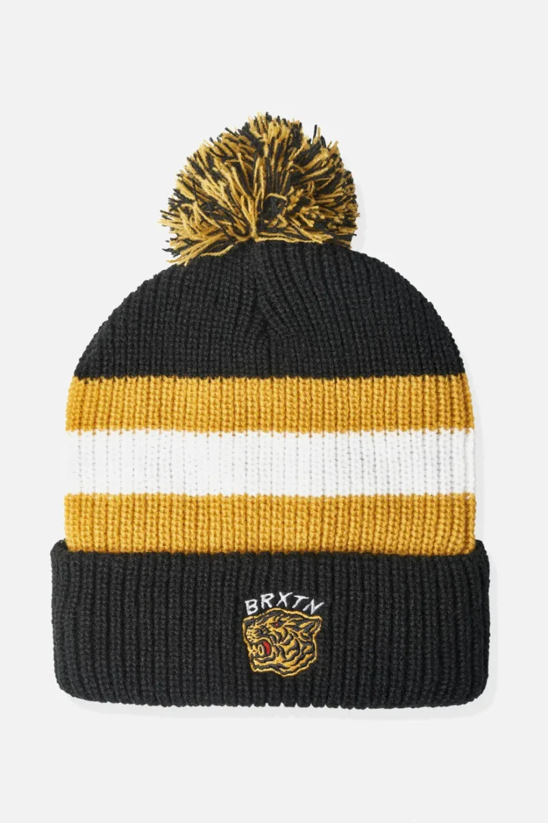 pom beanie kit black off white gold