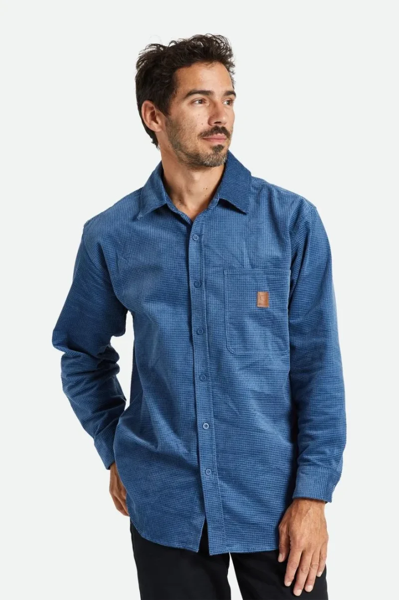 porter long sleeve waffle corduroy shirt joe blue