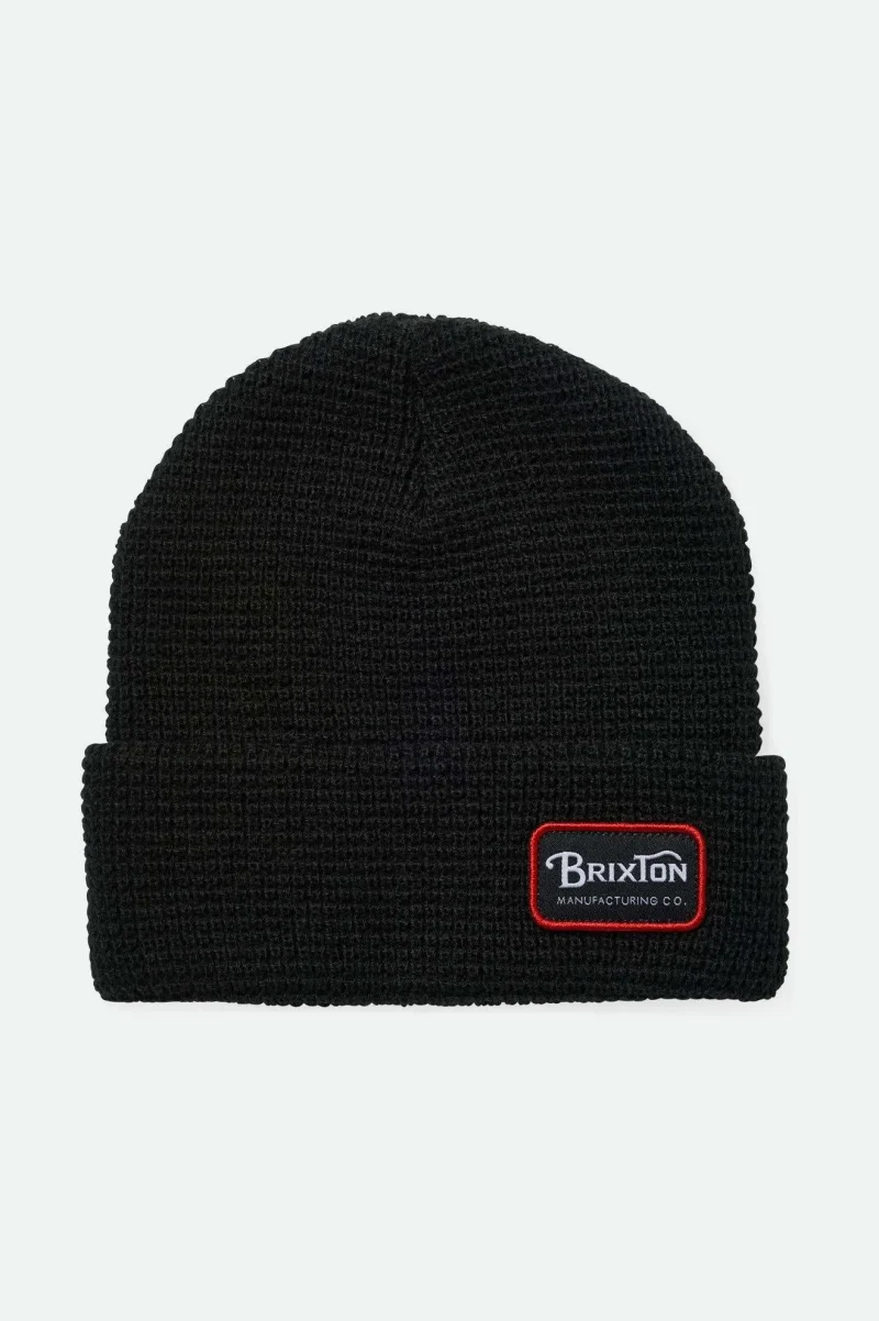 premium waffle knit beanie black