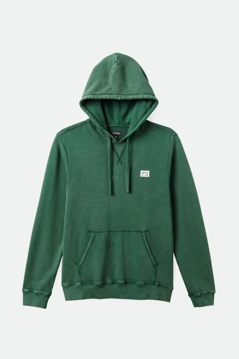 retro french terry hoodie trekking green sol wash