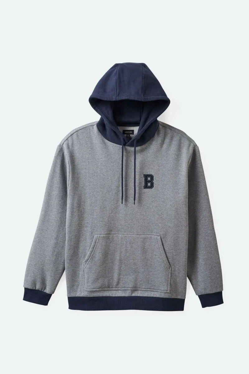 retro heavyweight hoodie heather grey washed navy