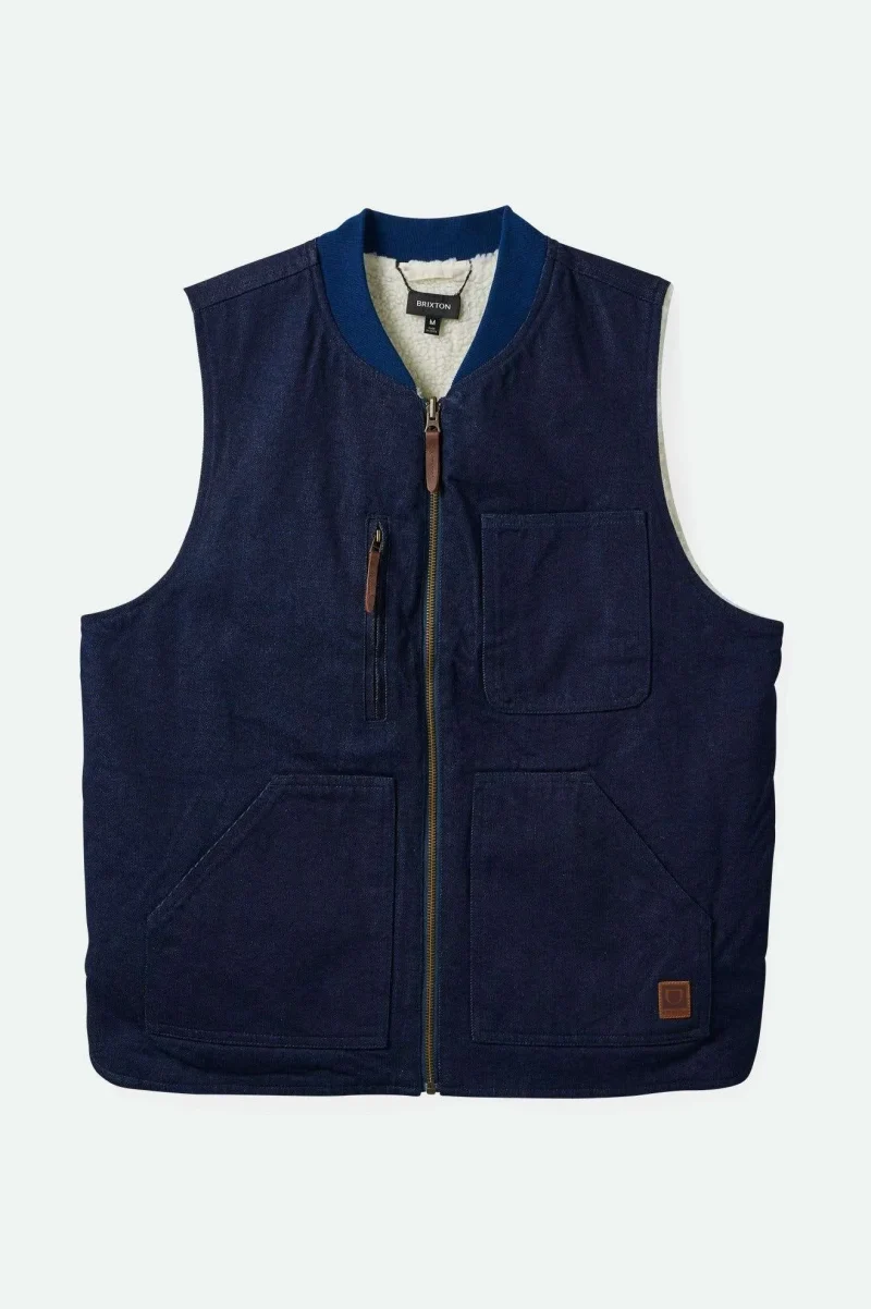 reversible denim sherpa vest builders abraham