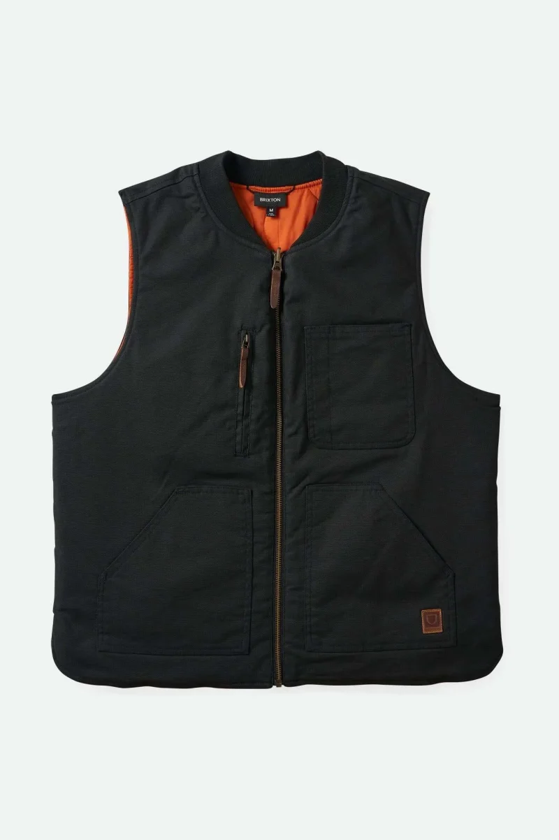 reversible vest washed black rust orange by builders abraham