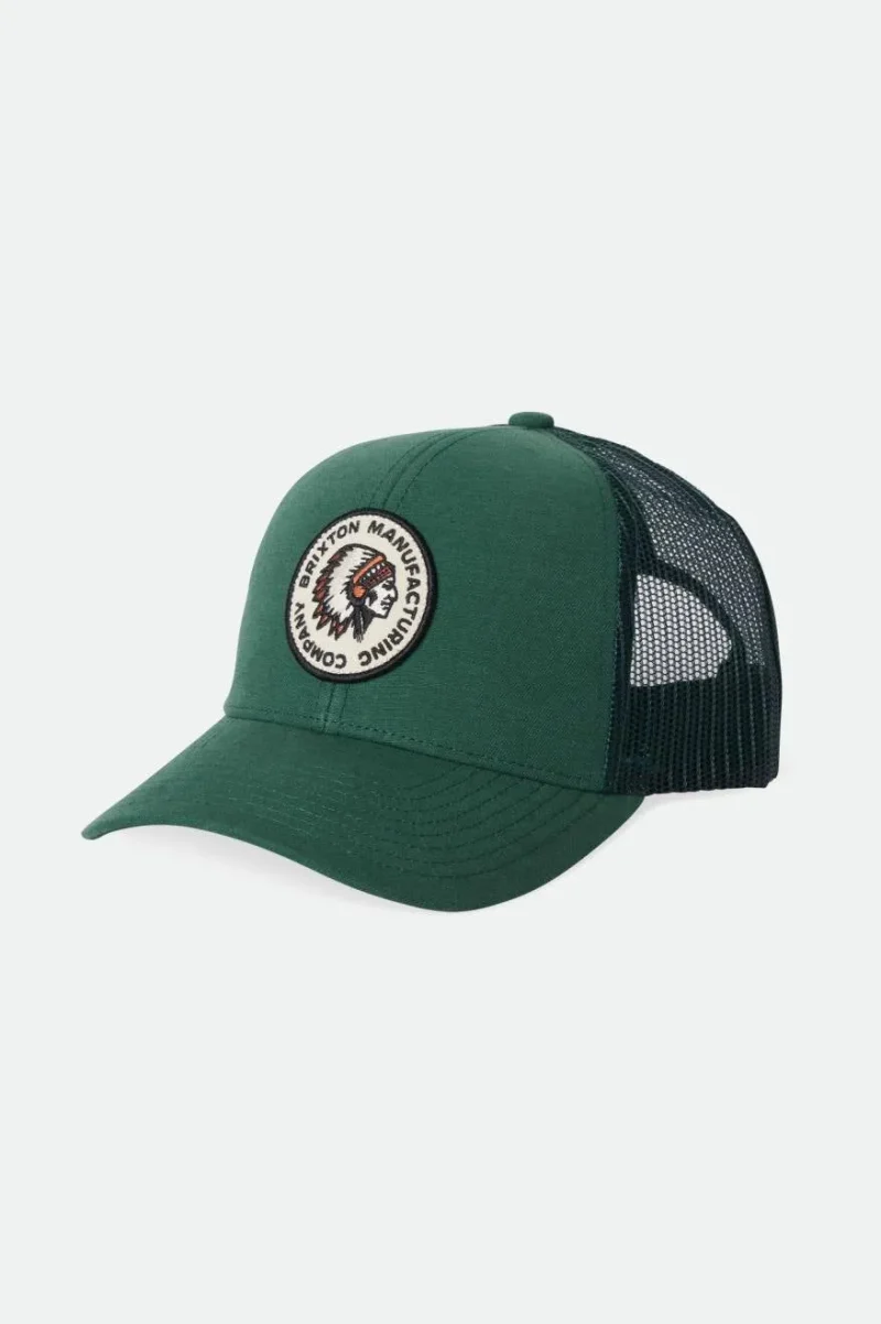 rival stamp mp trucker hat pine pine