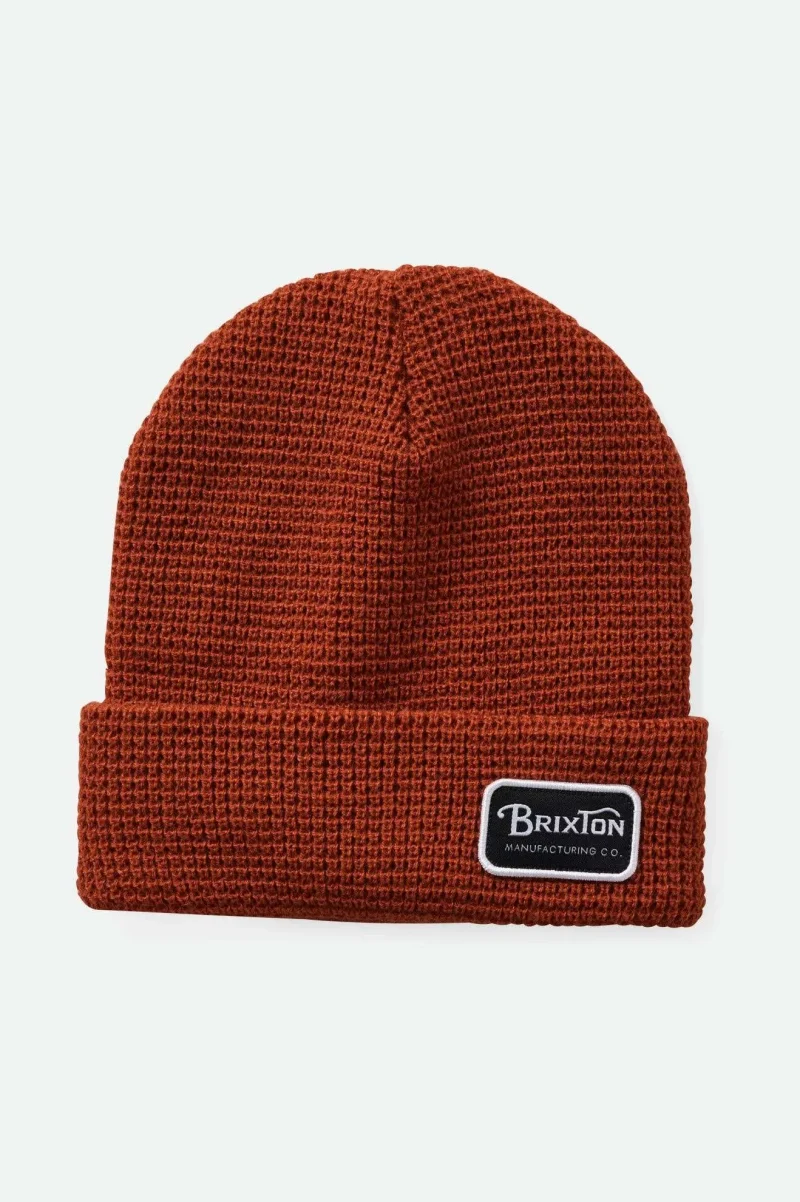 rust orange waffle knit beanie premium grade