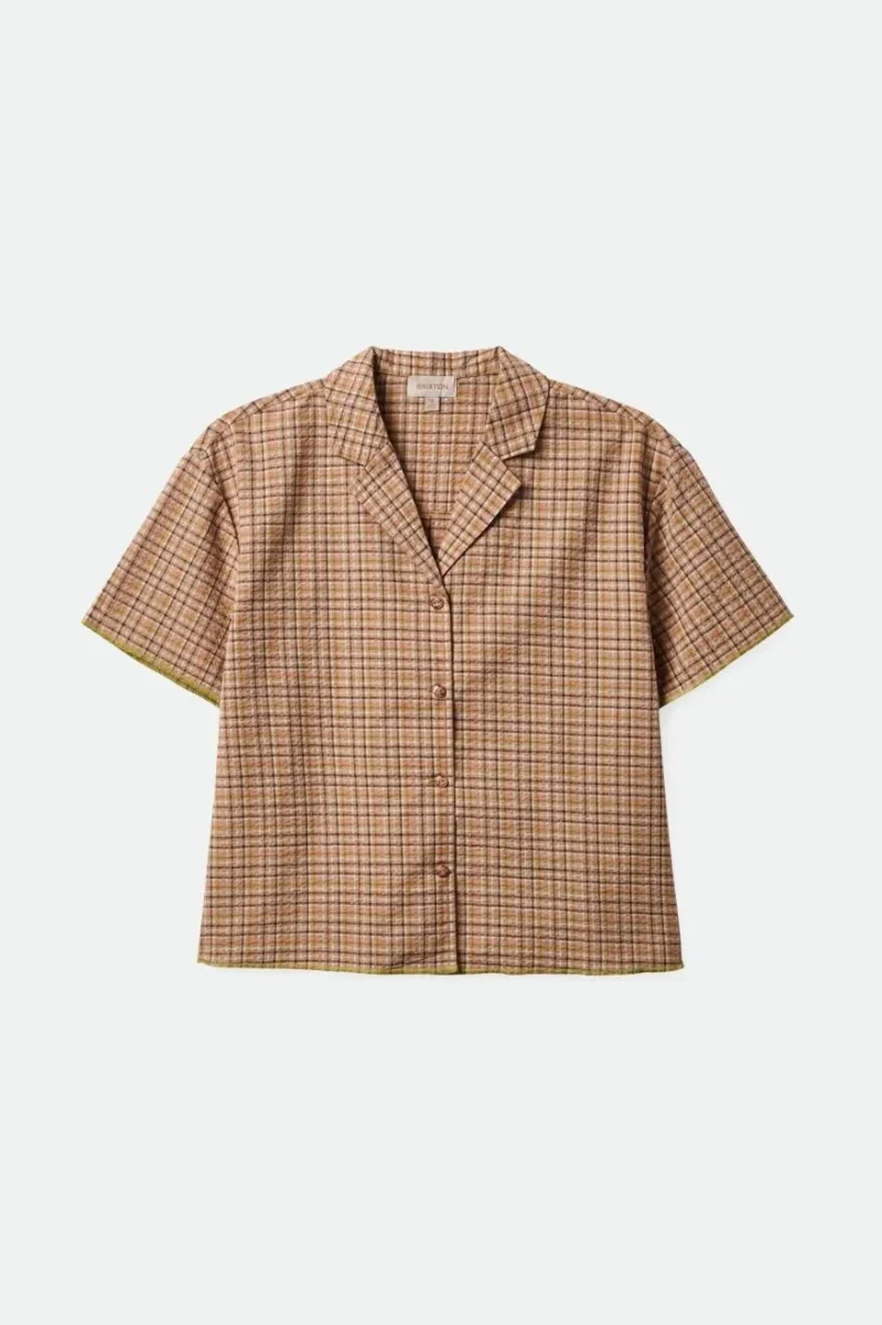 seersucker 3 4 sleeve woven shirt sand