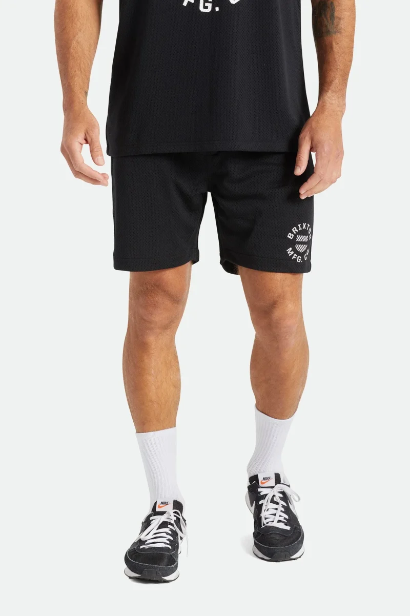 shield crest black mesh shorts