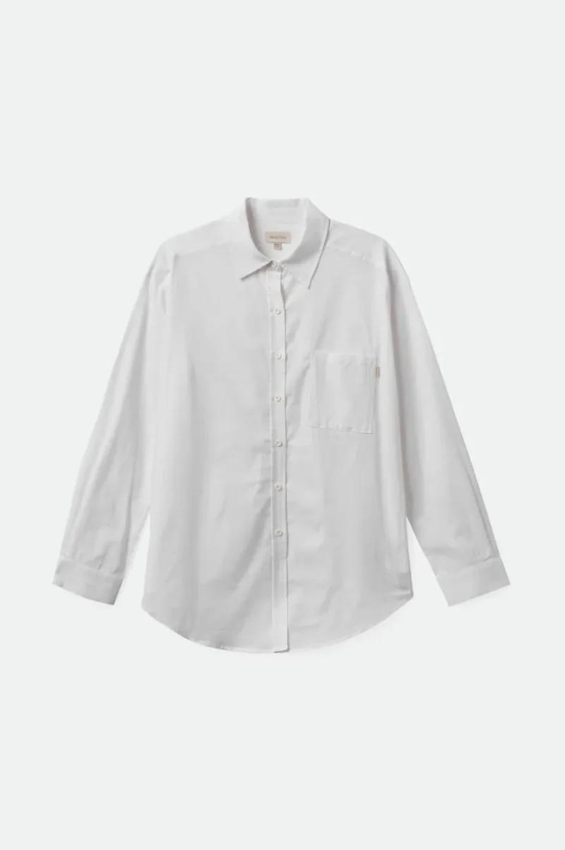 sidney oversized long sleeve woven shirt white