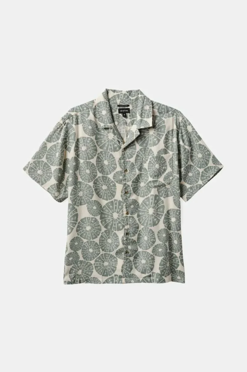 slub camp collar shirt whitecap chinois green