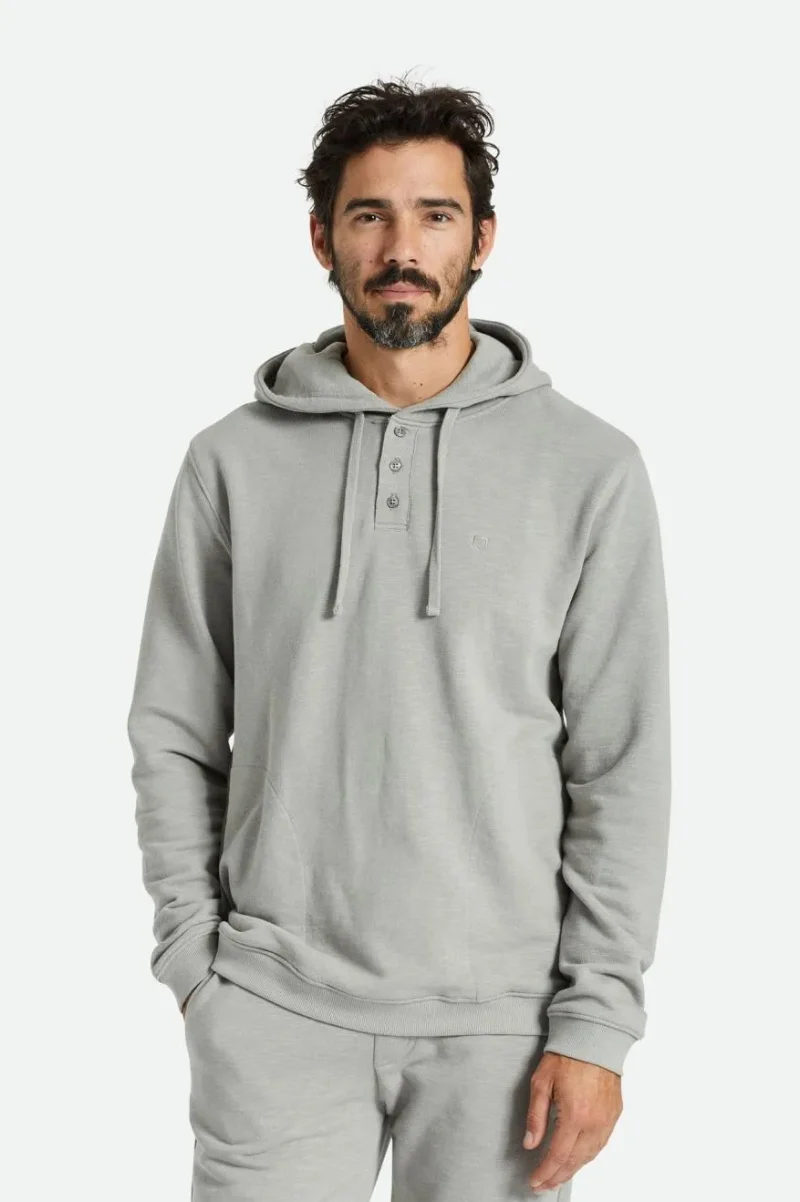 slub french terry henley hoodie wild dove