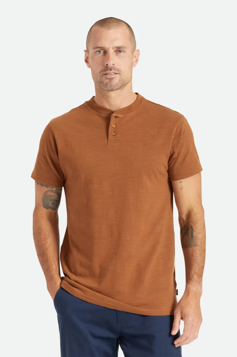 slub s s henley tee bison