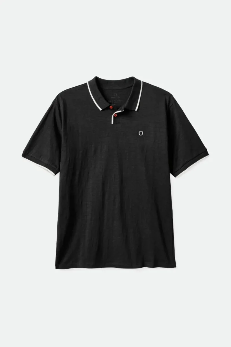 slub seersucker polo shirt washed black off white