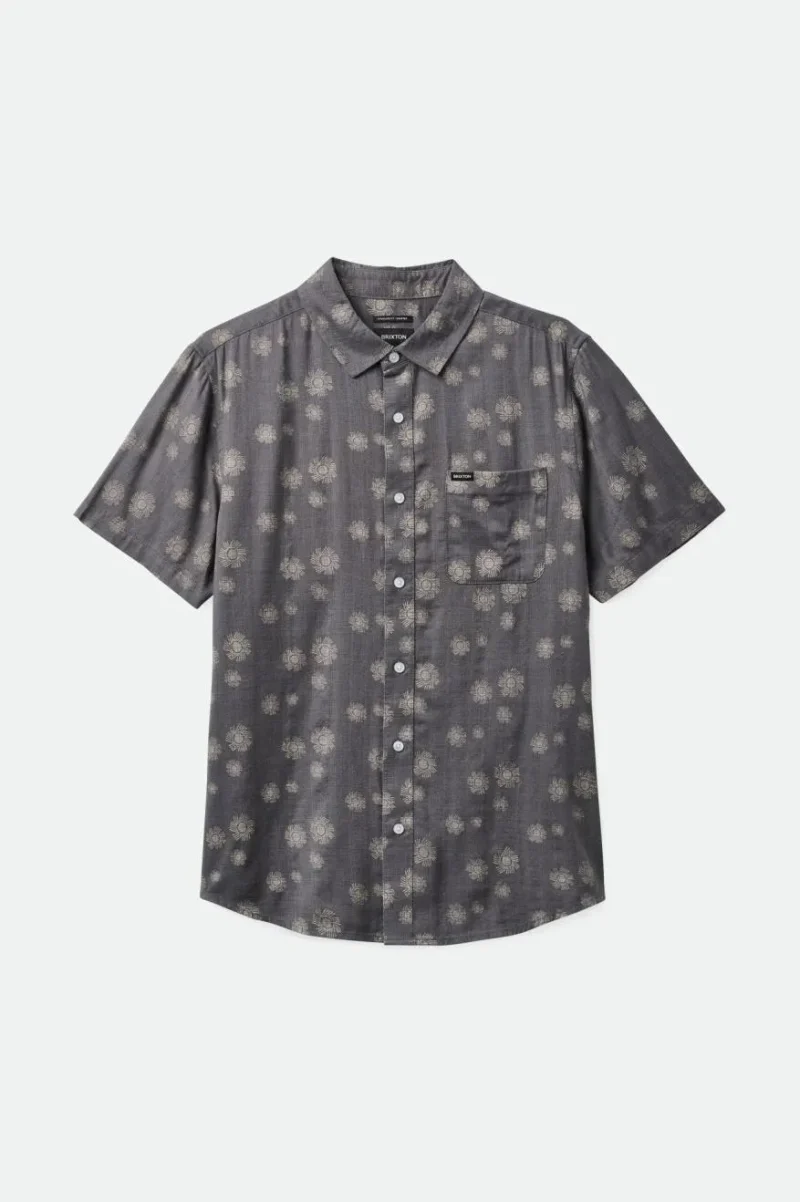 slub woven cotton shirt charcoal gray