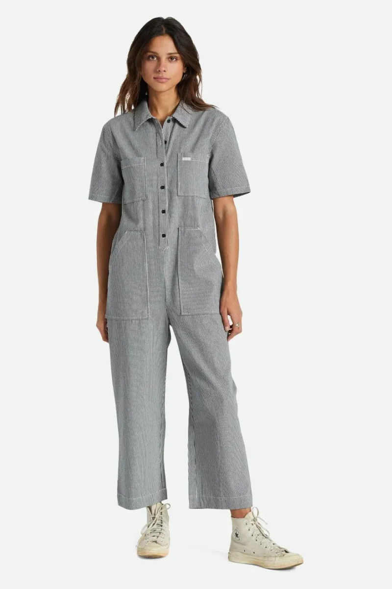 sorrento black white short sleeve coverall