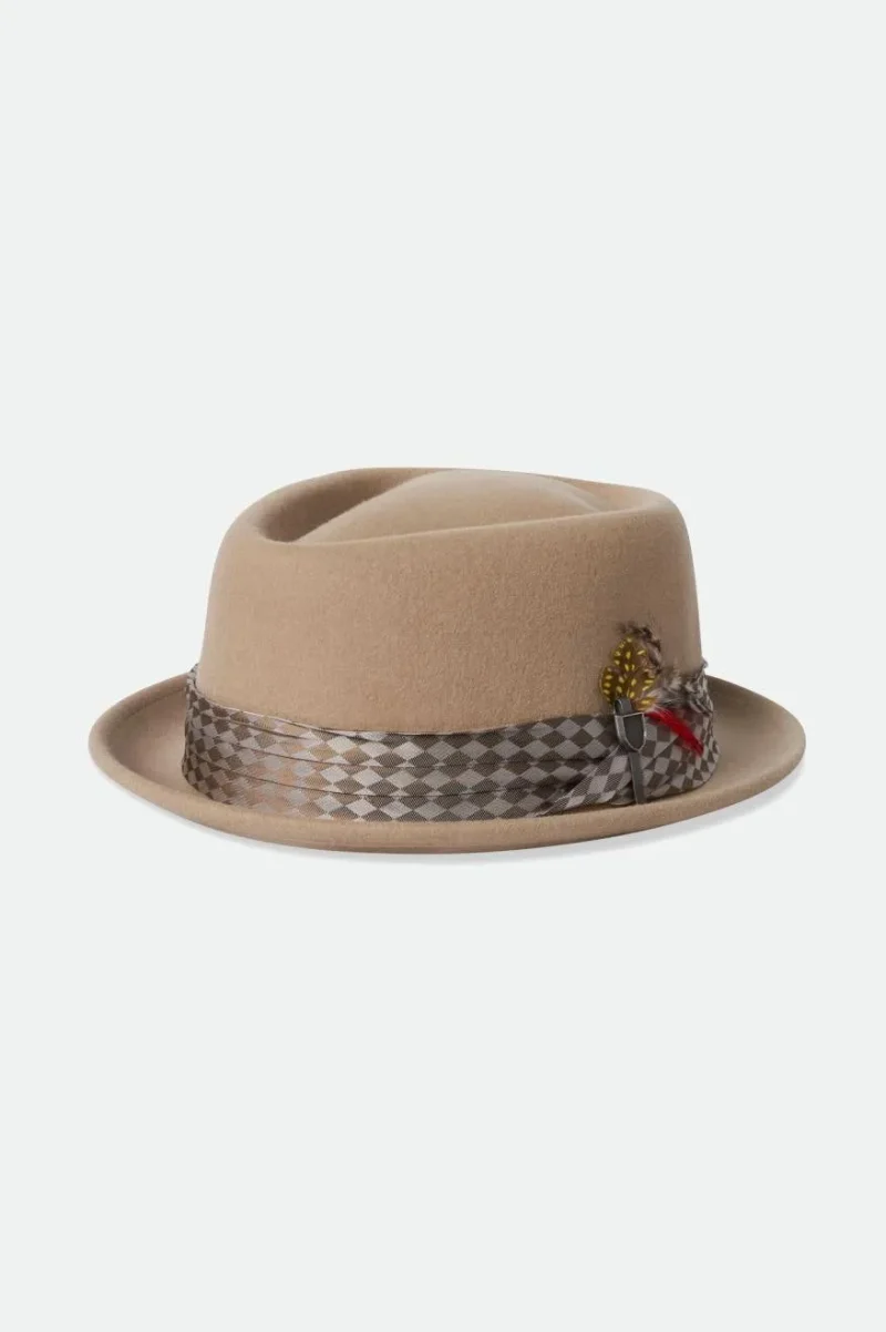 stout sand sand check pork pie hat