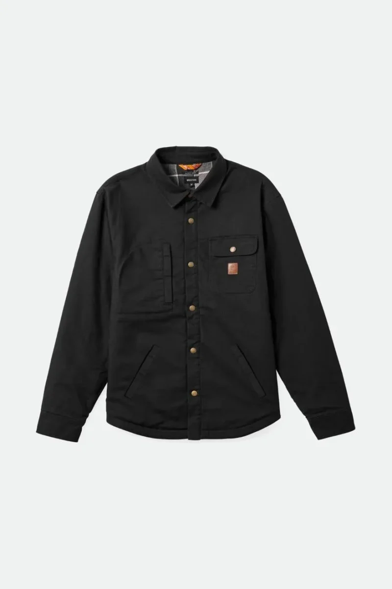 stretch flannel lined jacket washed black