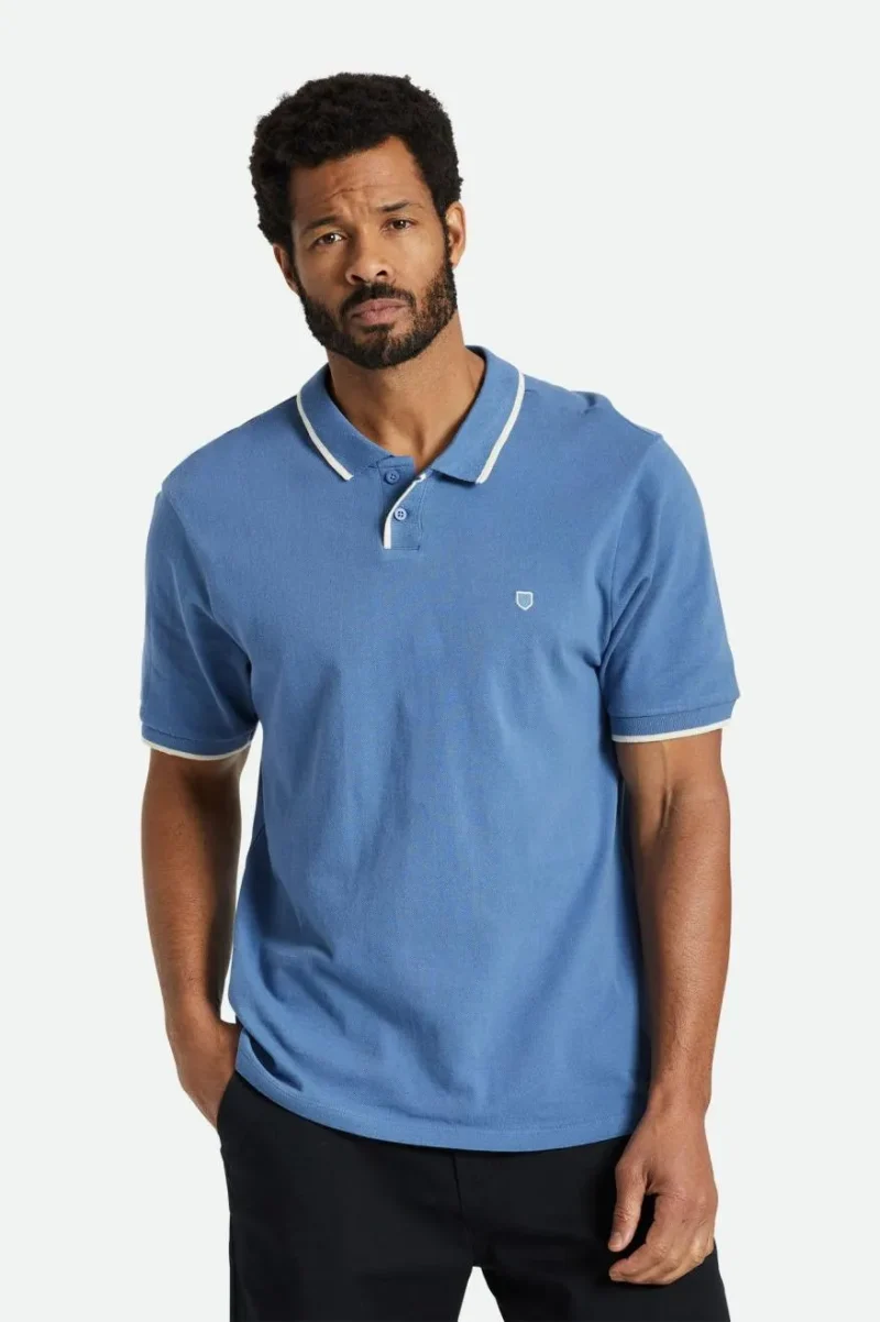 summer polo shirt pacific blue white