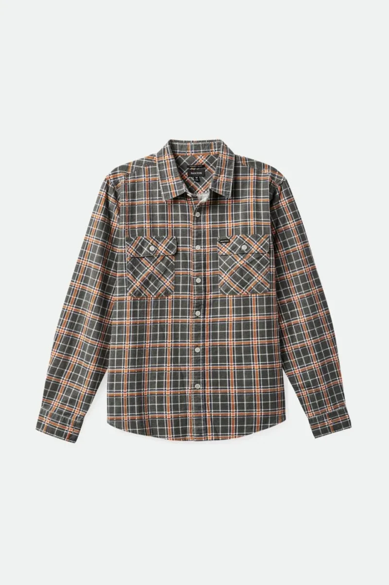 summer weight flannel shirt charcoal orange white