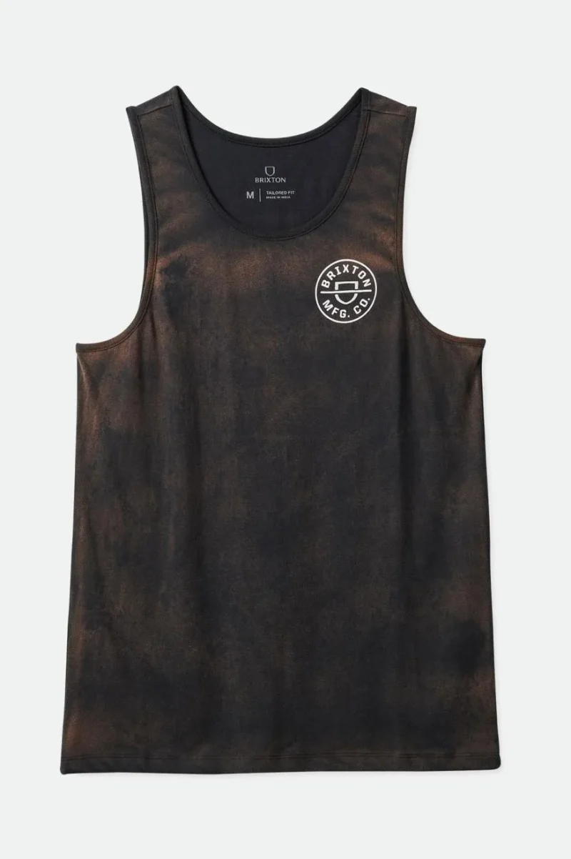 sun washed black crest tank top