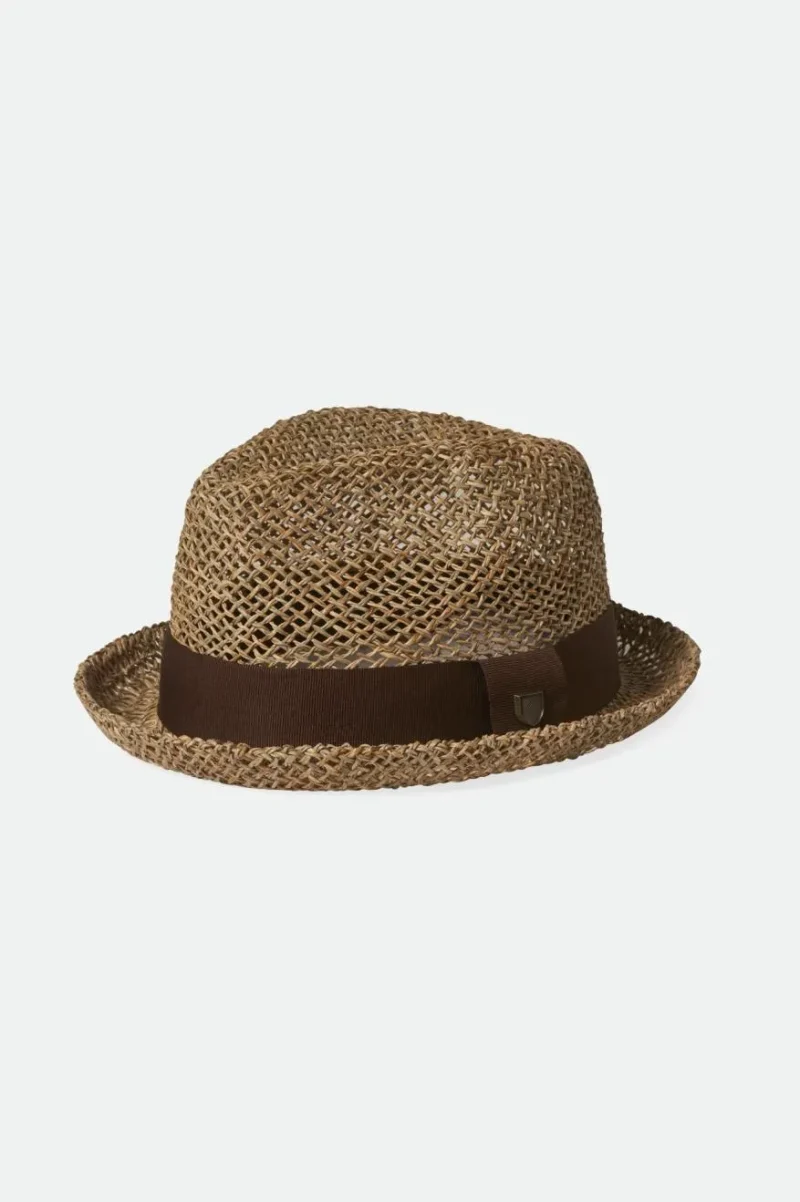 tan brown seagrass castor fedora hat