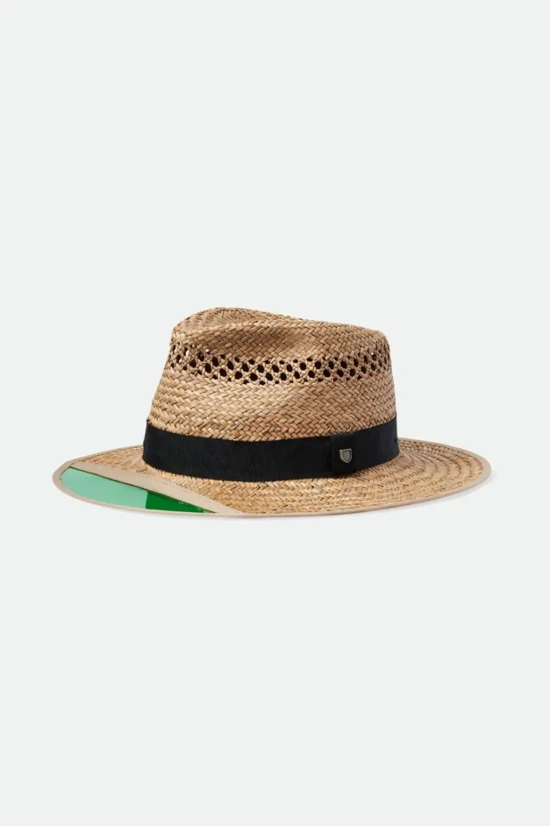 tan hunter straw fedora hat