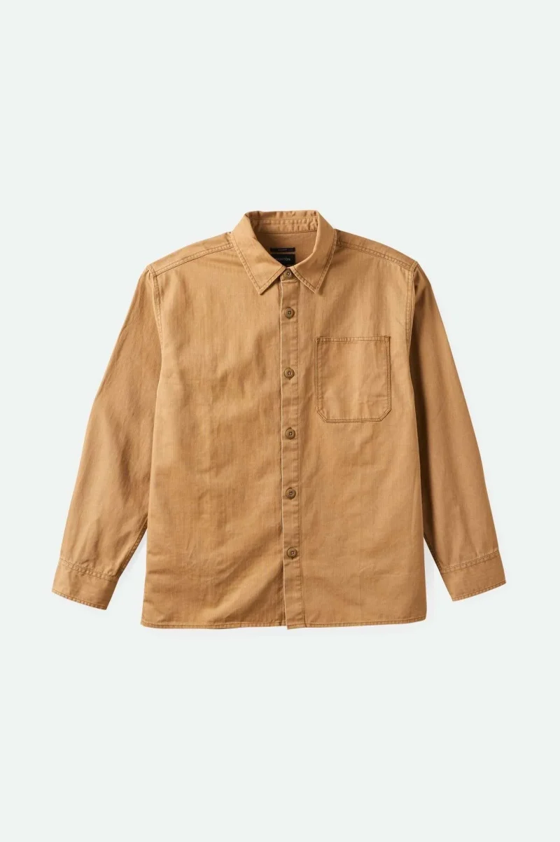 tobacco brown selden worn wash long sleeve overshirt