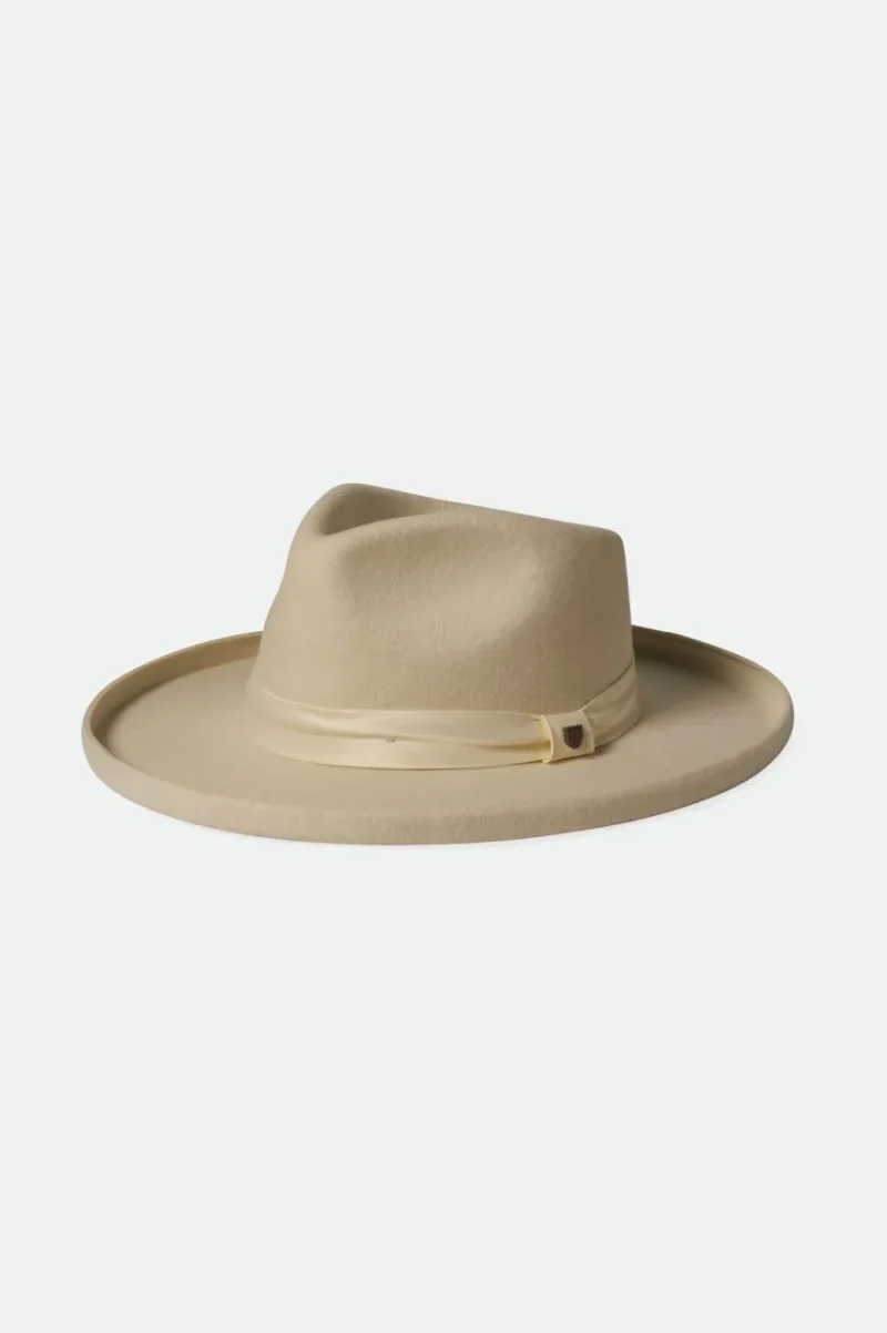 victoria felt fedora hat off white satin trim