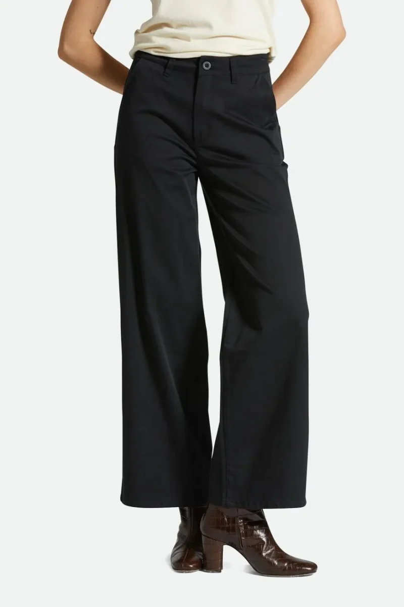 victory black wide leg full length pants