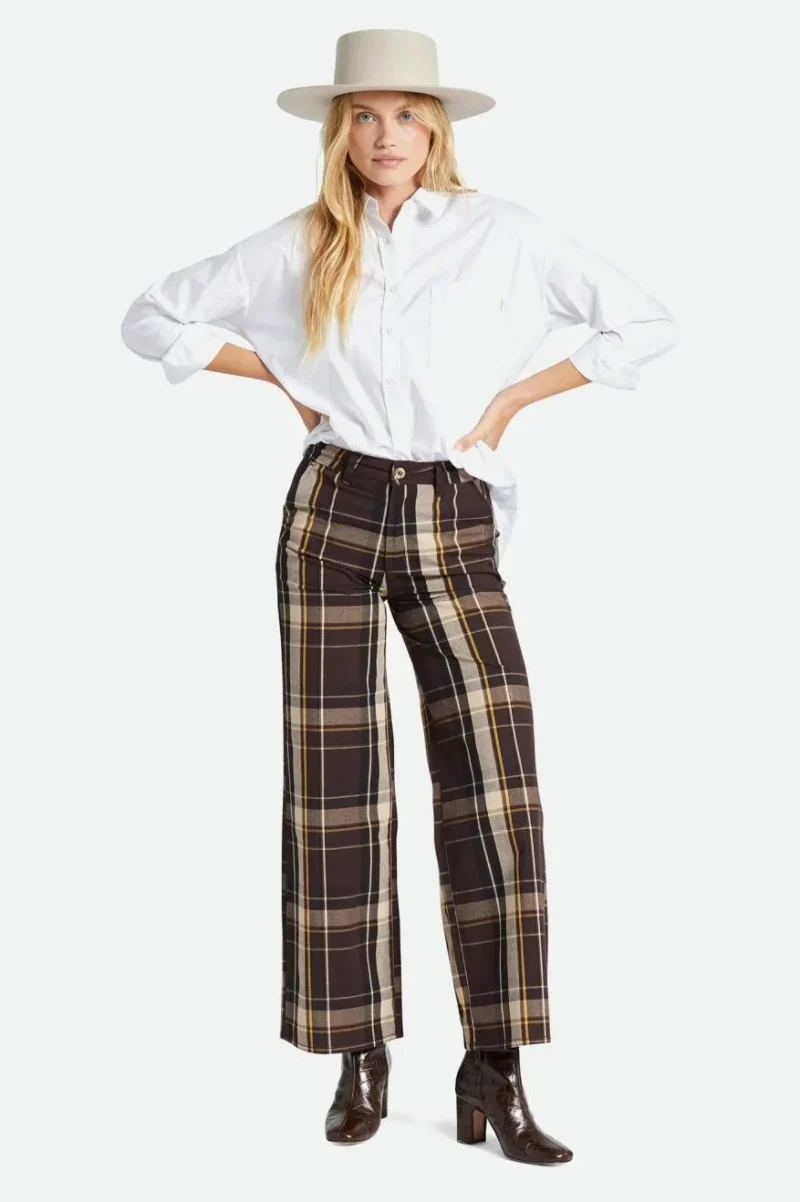 victory wide leg full length pants seal brown gold