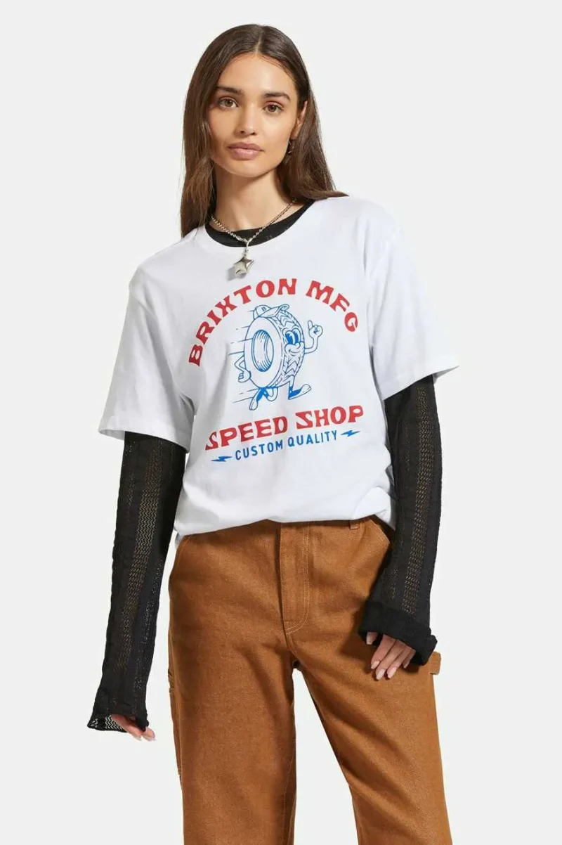 vintage speed shop crew tee white