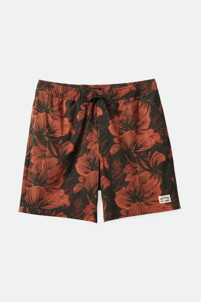 voyage hybrid short 5 5 washed black with terracotta floral