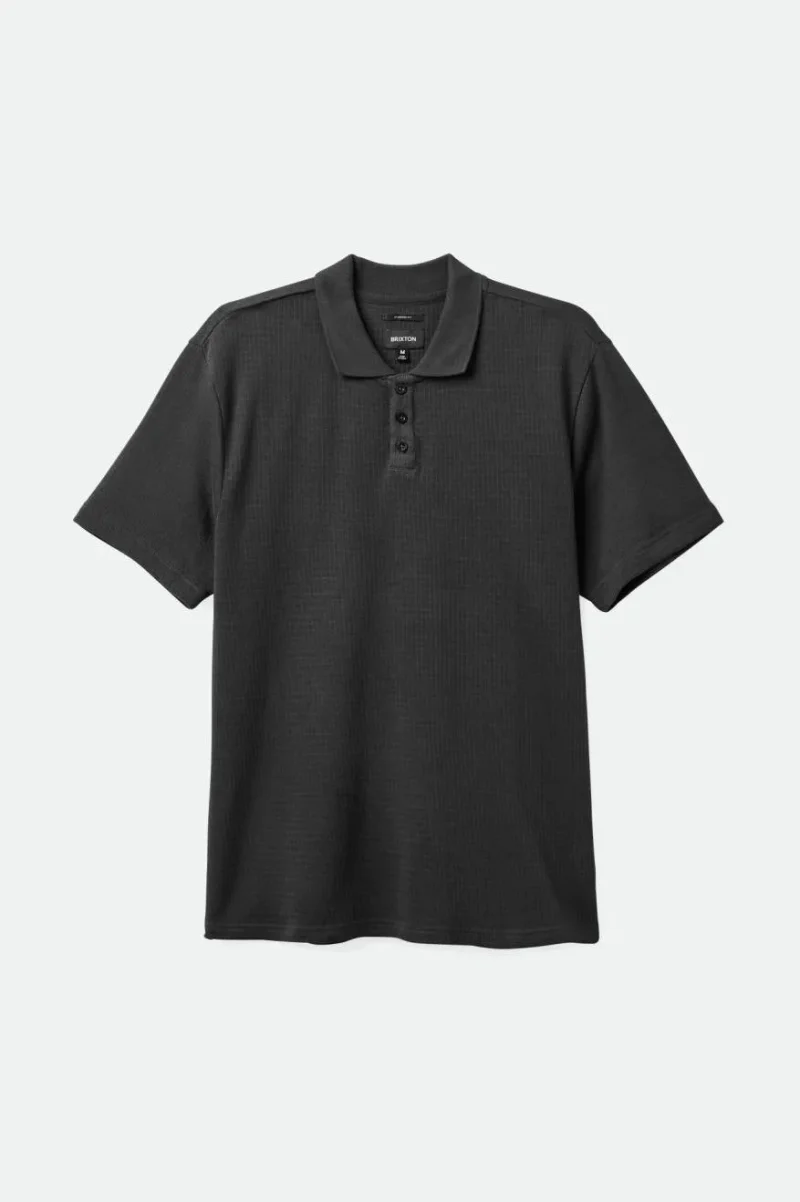 waffle short sleeve polo washed black