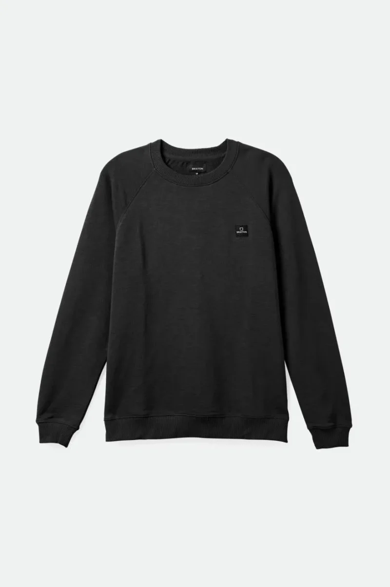 washed black alpha square slub crew french terry