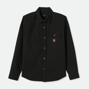 washed black long sleeve builders stretch overshirt